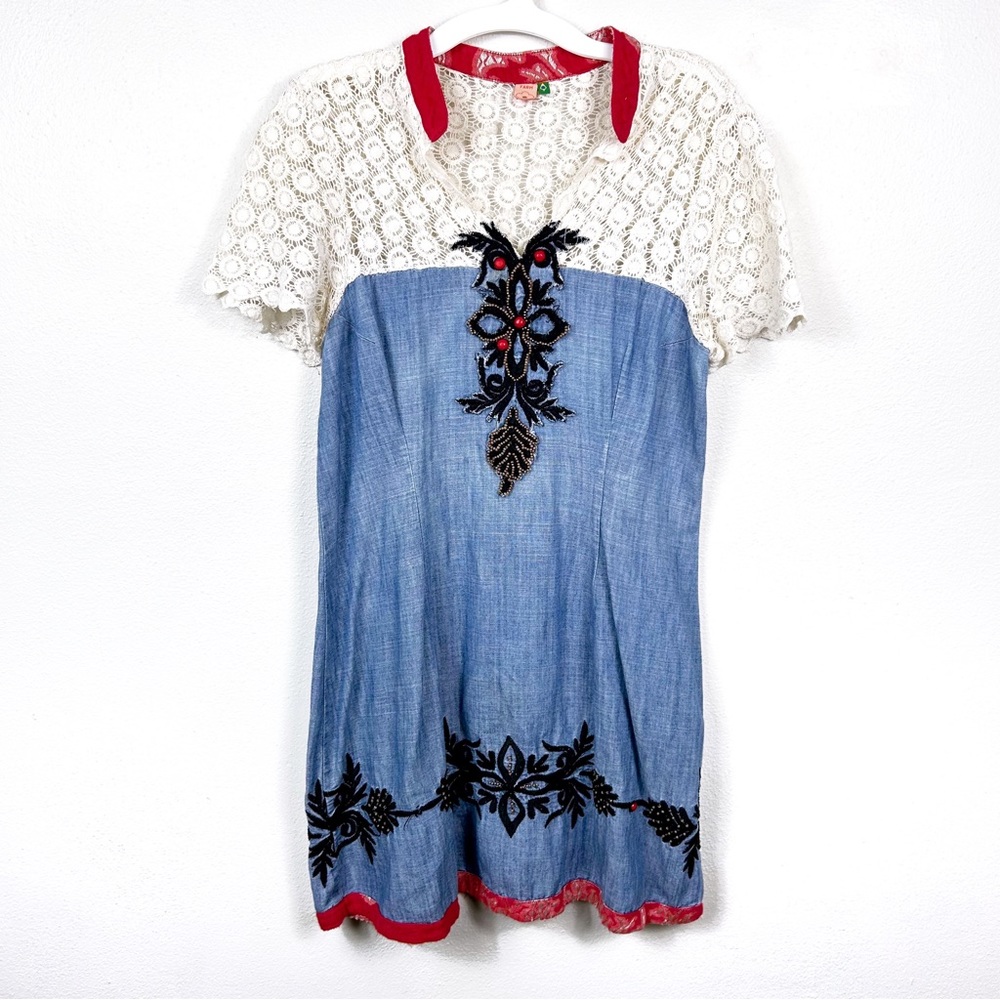 Farm Rio | Embroidered Chambray Dress